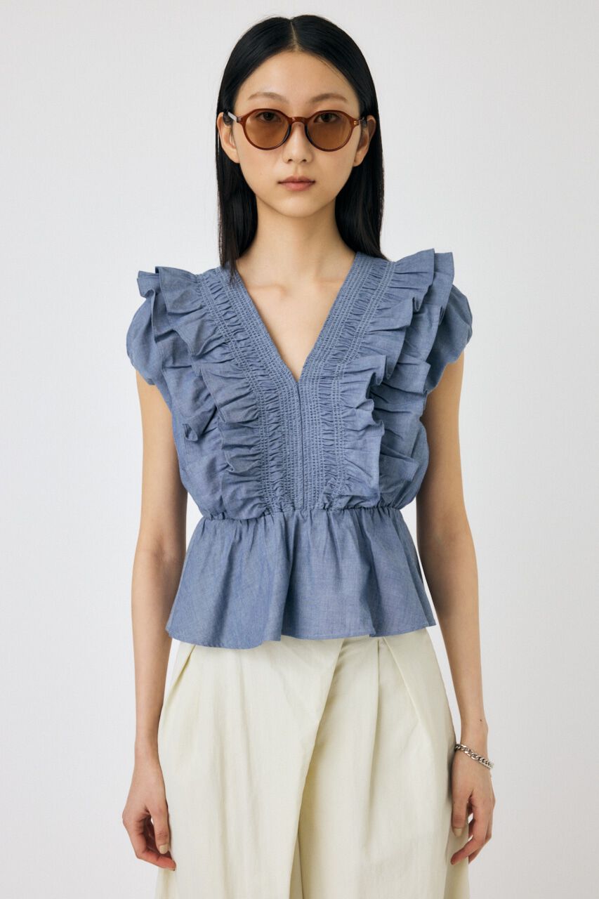 MOUSSY「SHOULDER フリルブラウス」|シャツ・ブラウス|