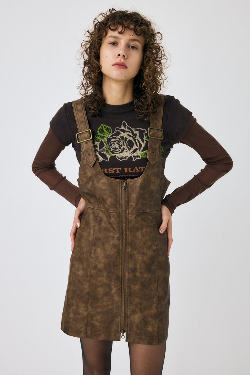 MOUSSY「FRONT ZIP ジャンパースカート」|ワンピース|