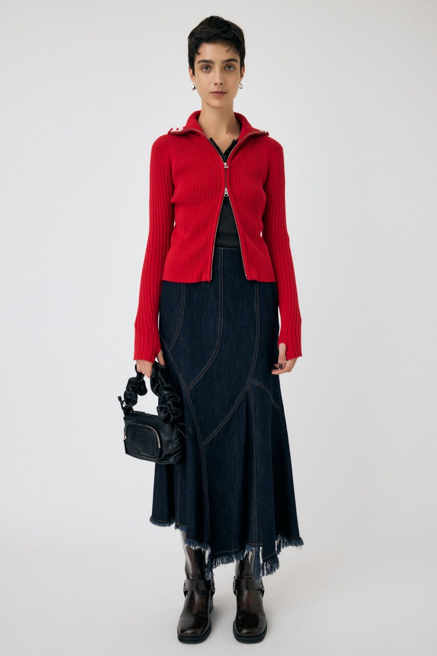 MOUSSY「ZIP UP INSIDE LINE ニット」|ニット・セーター|