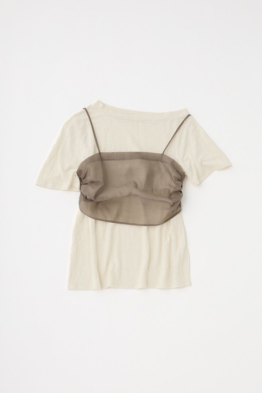 MOUSSY「吸湿､速乾性のある麻のｶｯﾄｿｰと透け感のあるｷｬﾐｿｰﾙの重ね着 」|Tシャツ・カットソー|