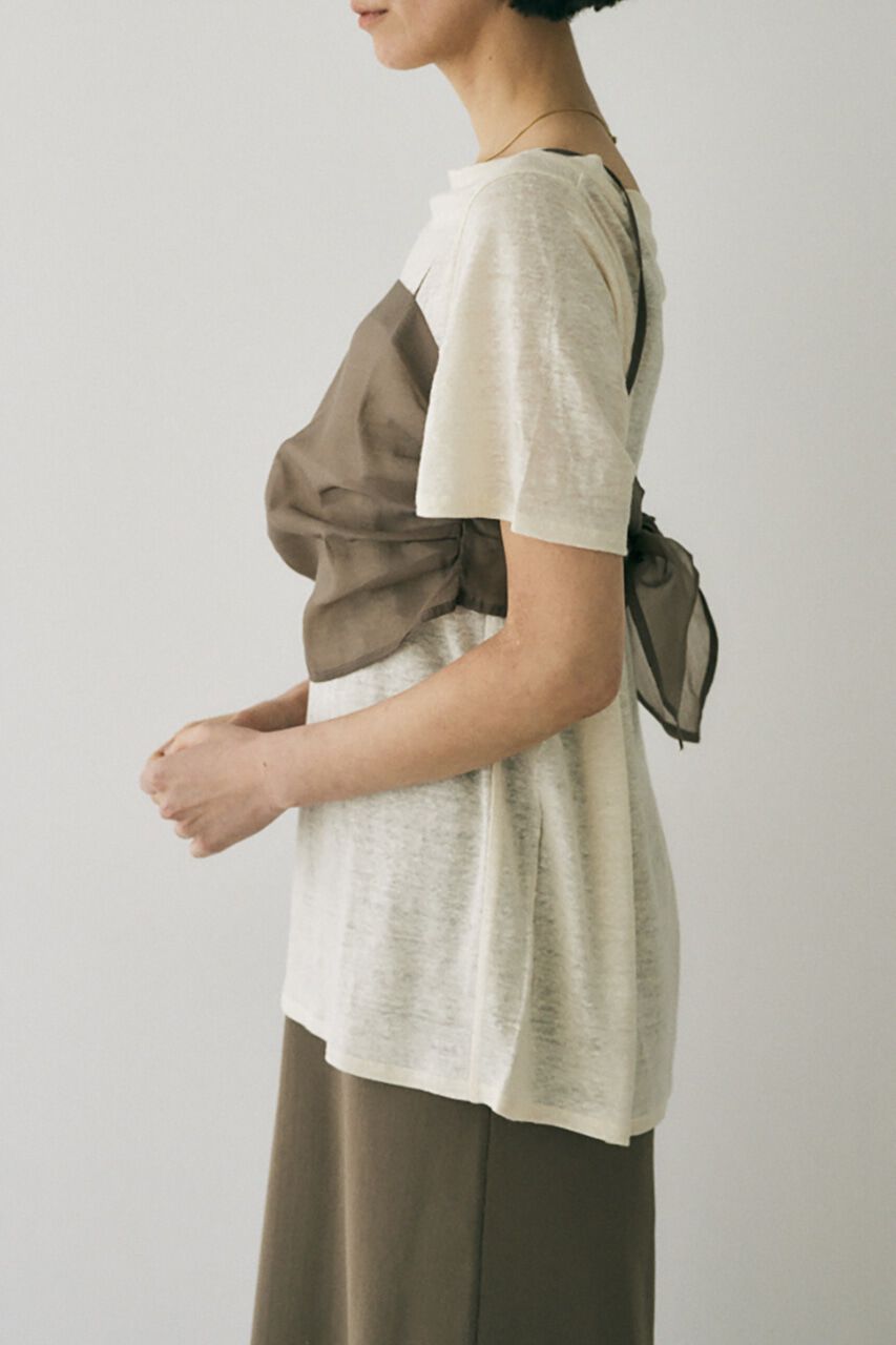 MOUSSY「吸湿､速乾性のある麻のｶｯﾄｿｰと透け感のあるｷｬﾐｿｰﾙの重ね着 」|Tシャツ・カットソー|