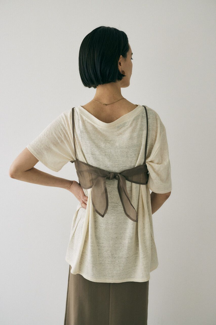 MOUSSY「吸湿､速乾性のある麻のｶｯﾄｿｰと透け感のあるｷｬﾐｿｰﾙの重ね着 」|Tシャツ・カットソー|