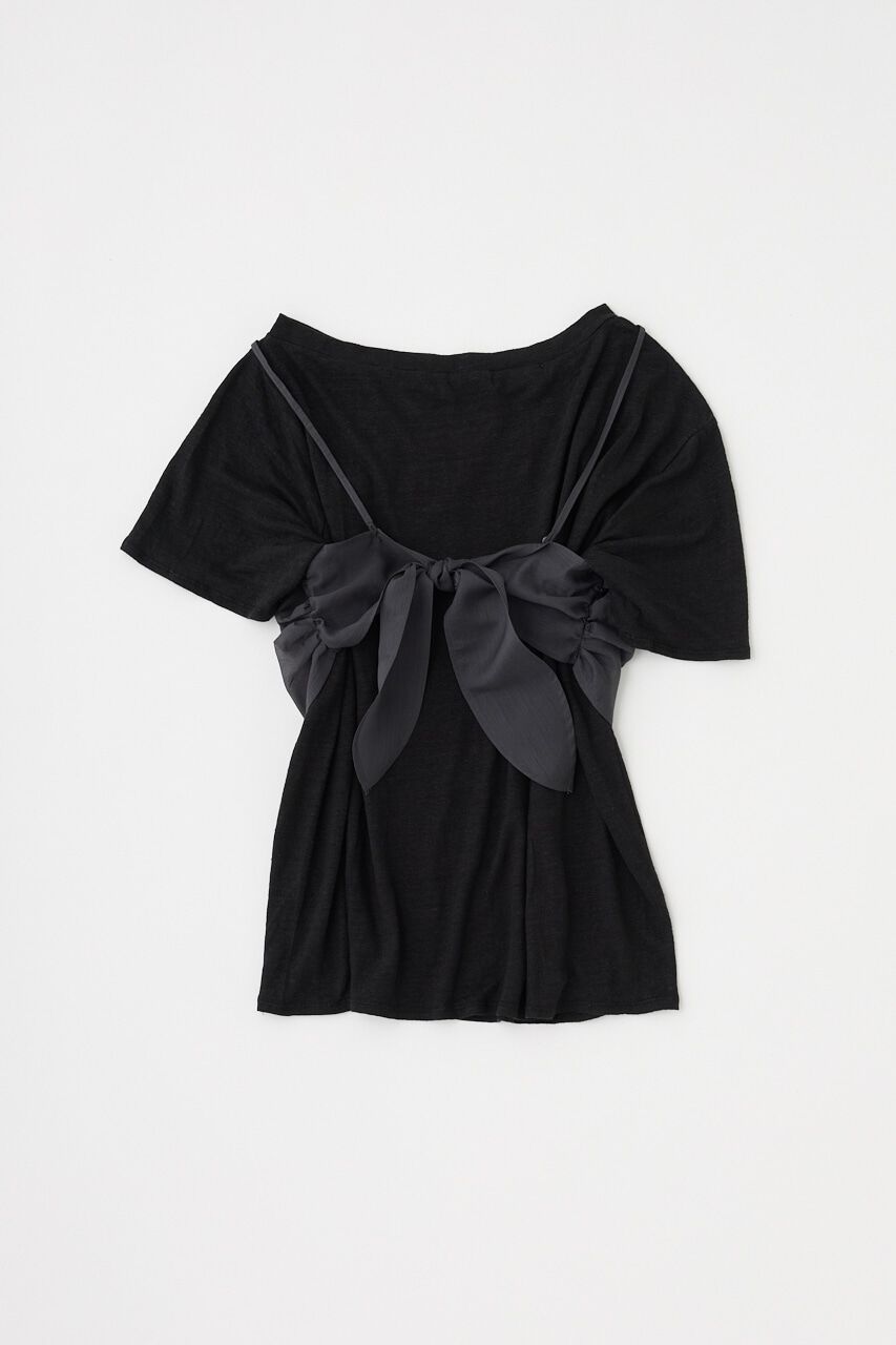 MOUSSY「吸湿､速乾性のある麻のｶｯﾄｿｰと透け感のあるｷｬﾐｿｰﾙの重ね着 」|Tシャツ・カットソー|