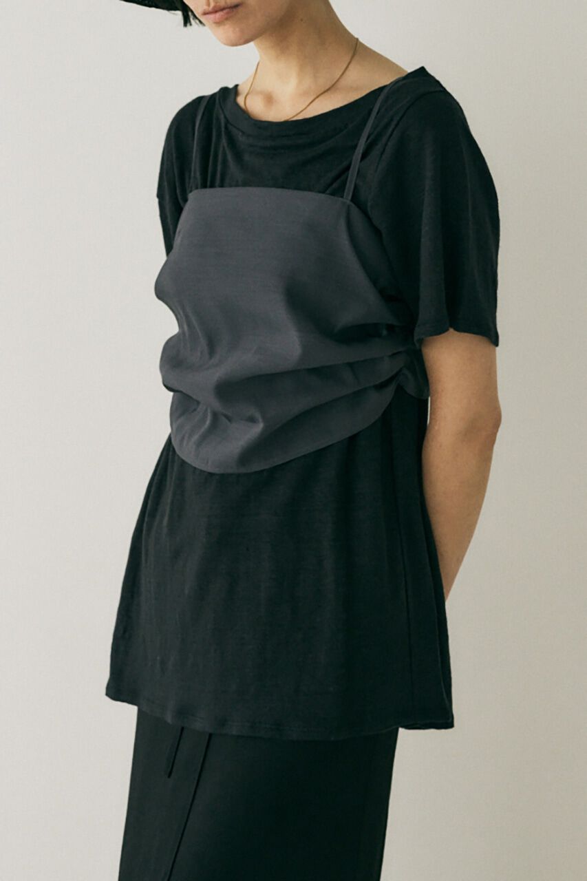 MOUSSY「吸湿､速乾性のある麻のｶｯﾄｿｰと透け感のあるｷｬﾐｿｰﾙの重ね着 」|Tシャツ・カットソー|