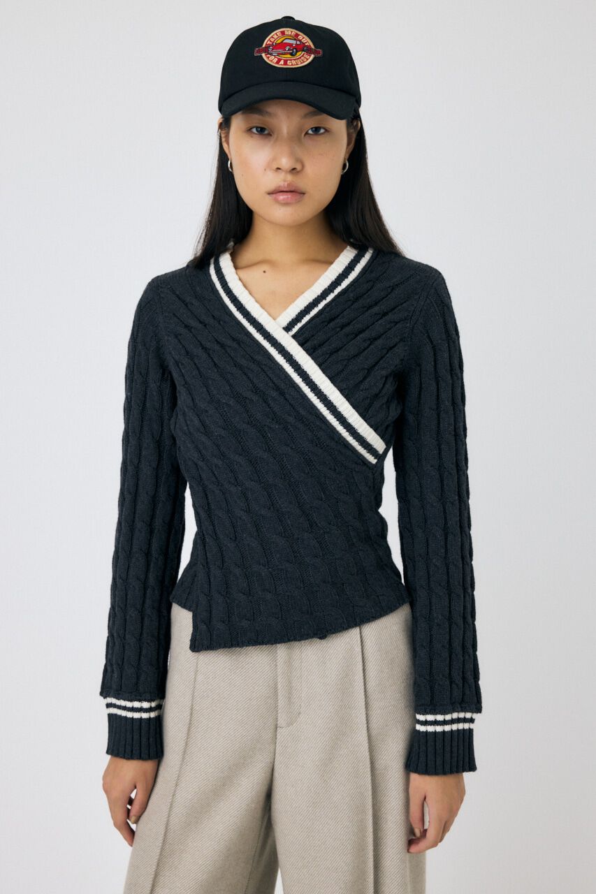 MOUSSY「CABLE LINE ニット」|ニット・セーター|GRY