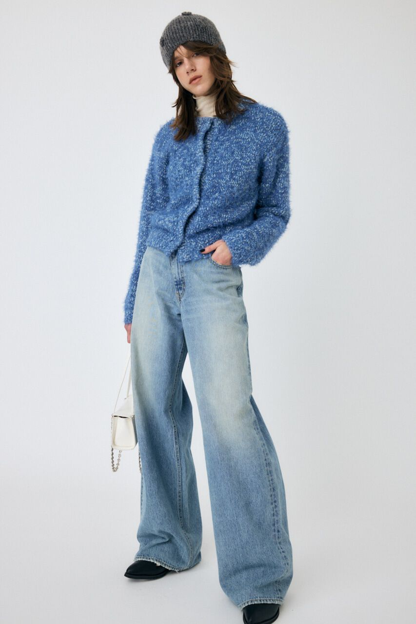 MOUSSY「GLITTER SHAGGY ニットカーディガン」|カーディガン|