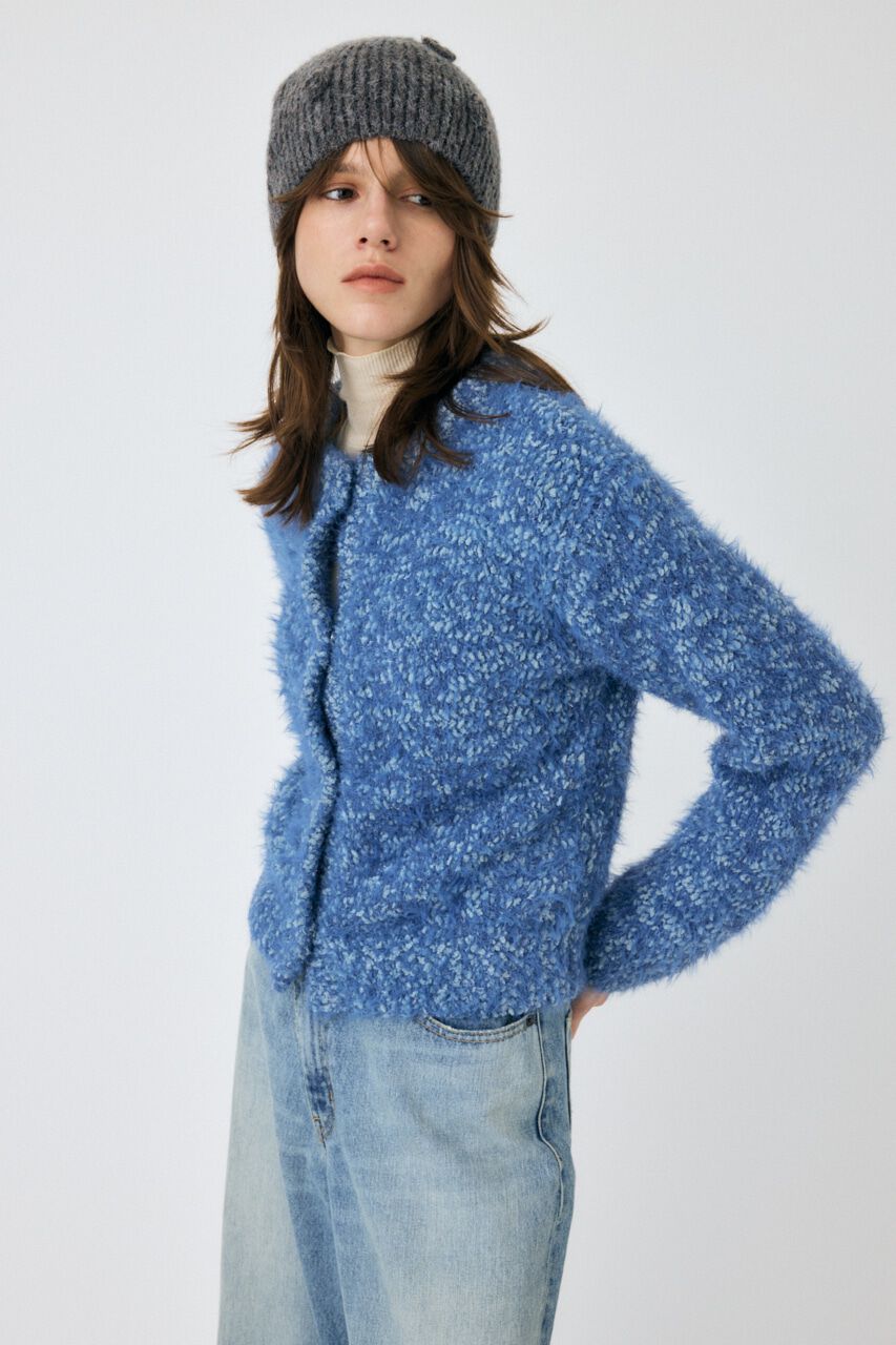 MOUSSY「GLITTER SHAGGY ニットカーディガン」|カーディガン|