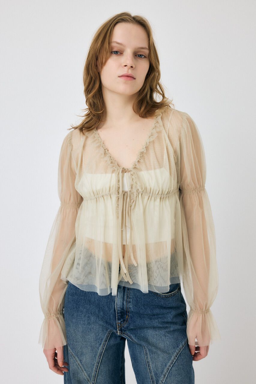 MOUSSY「TULLE LAYERED トップス」|シャツ・ブラウス|BEG
