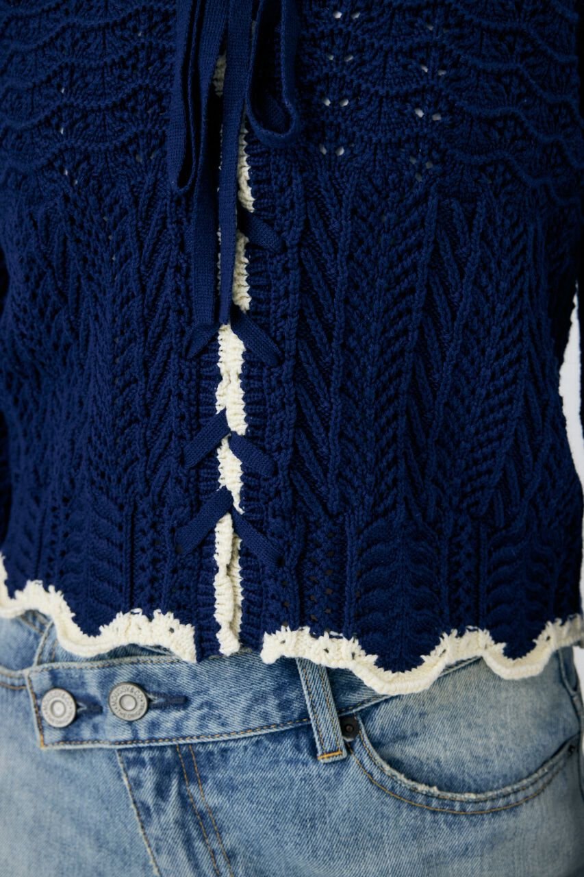 MOUSSY「OPEN STITCH レースアップニット」|ニット・セーター|