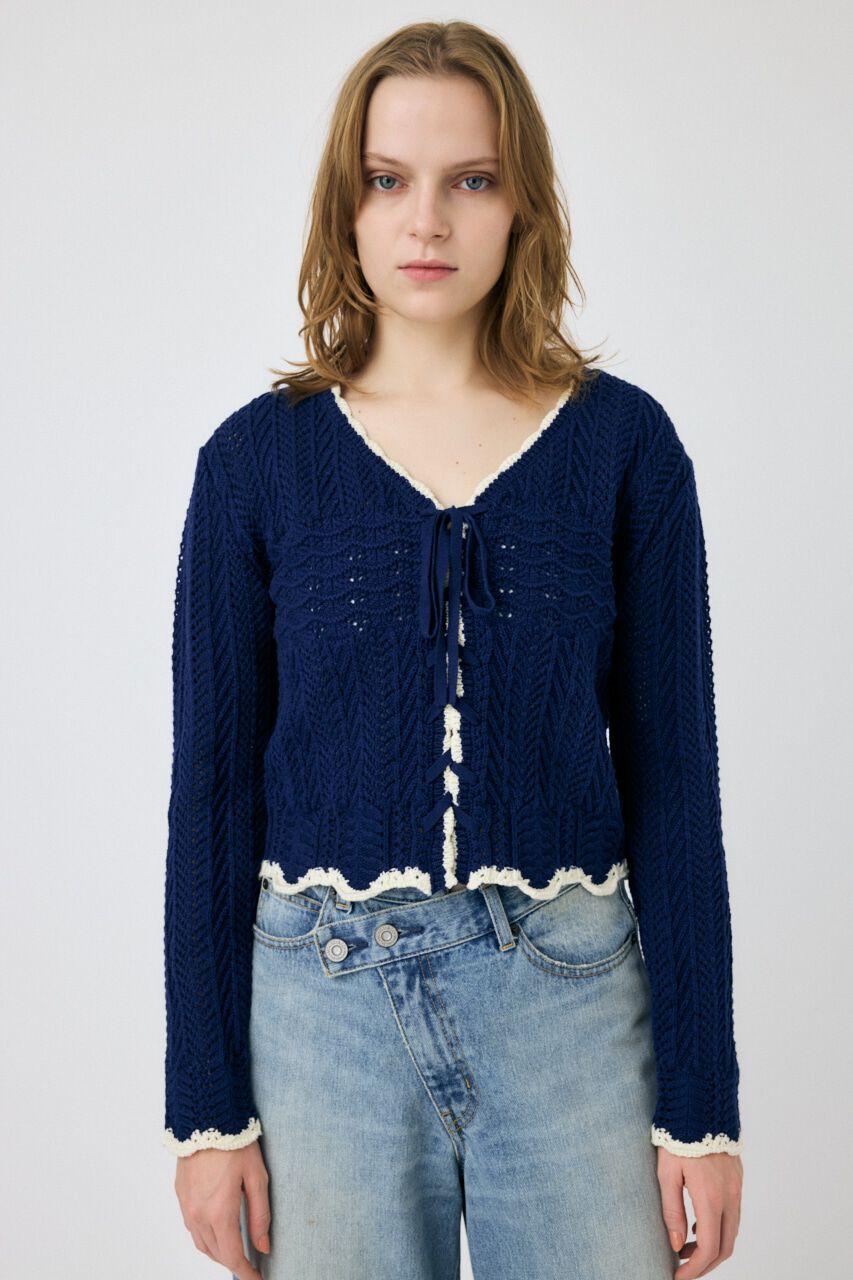 MOUSSY「OPEN STITCH レースアップニット」|ニット・セーター|