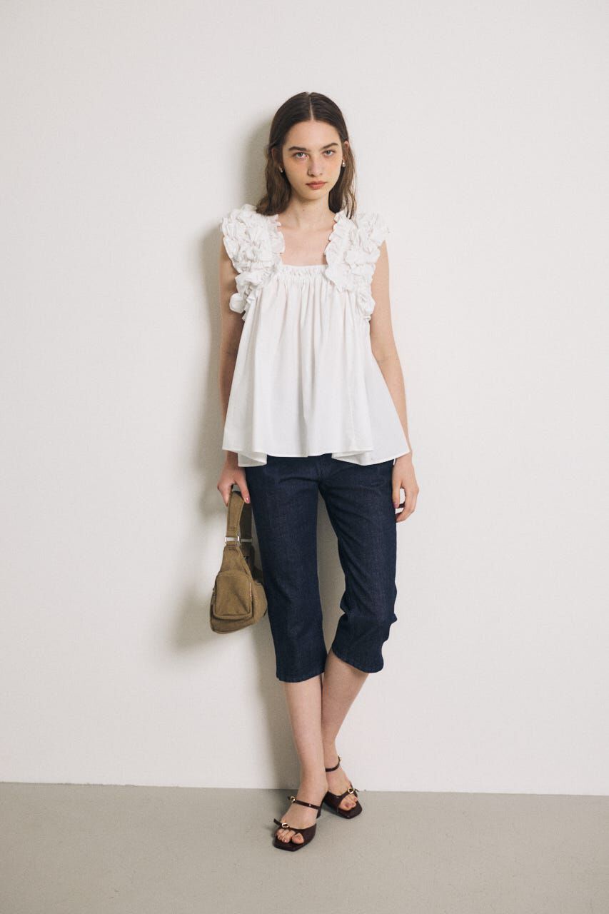 MOUSSY「HEM SLIT カプリ」|デニム|