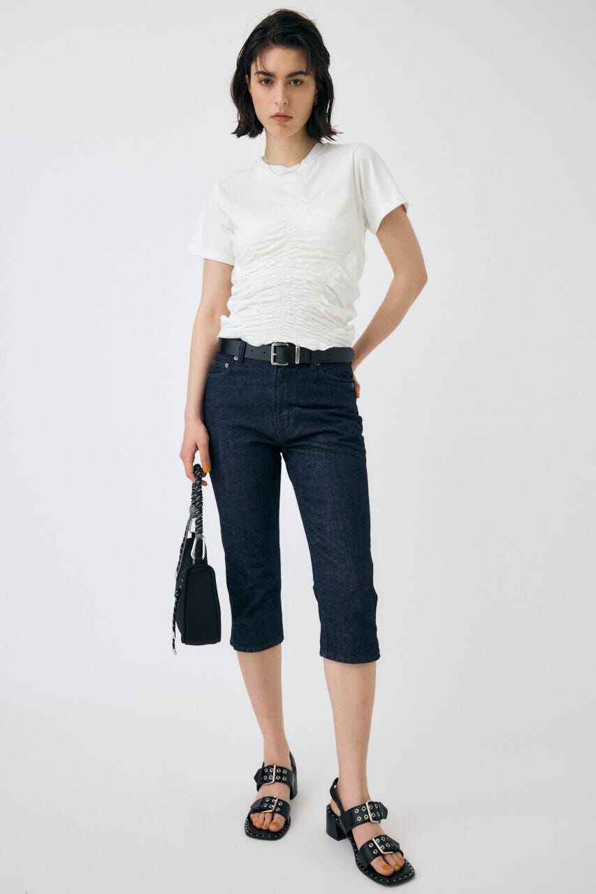 MOUSSY「HEM SLIT カプリ」|デニム|