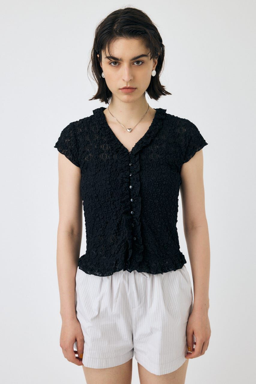 MOUSSY「RUFFLE LACE ノースリーブトップス」|Tシャツ・カットソー|