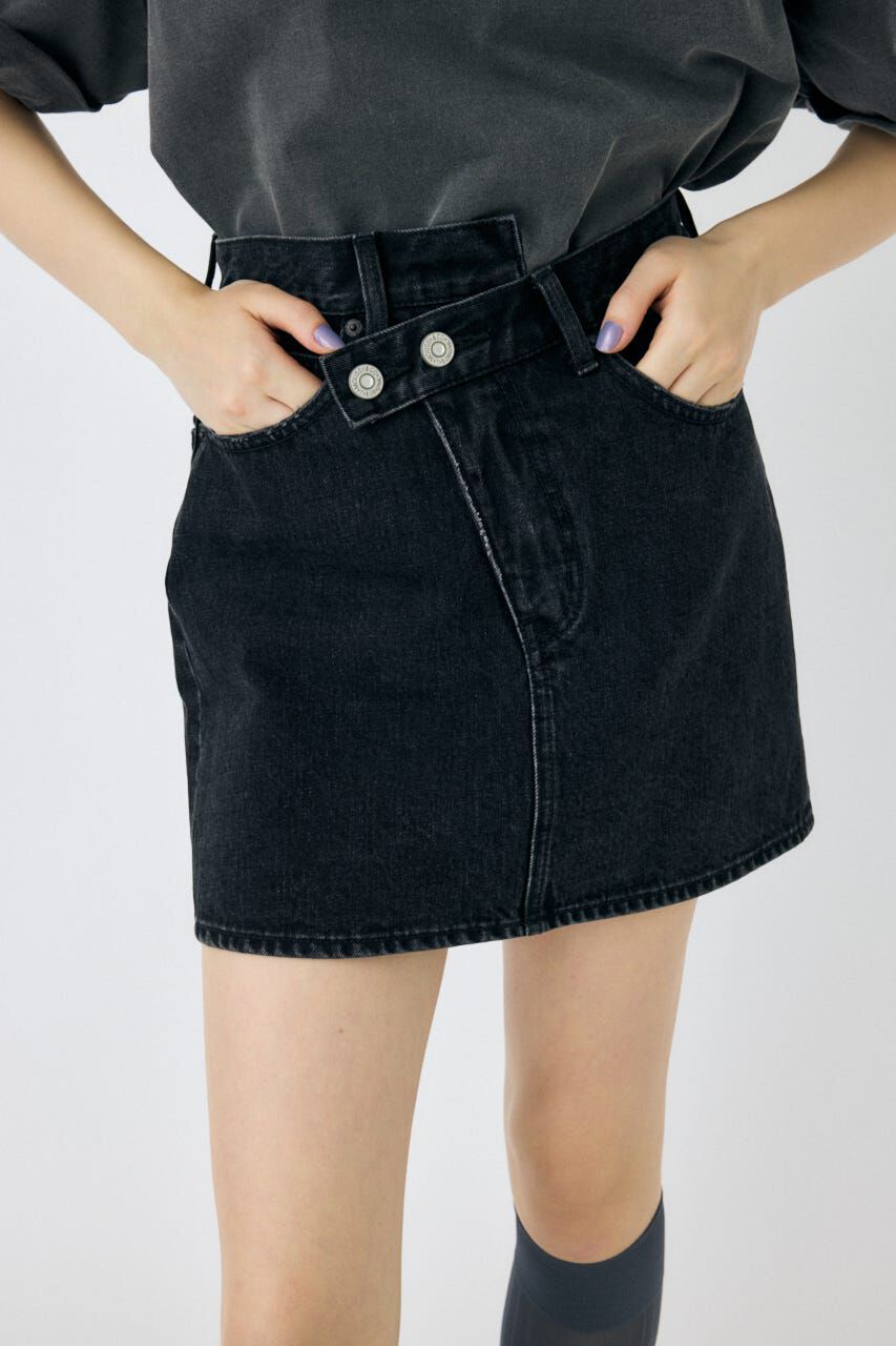 MOUSSY「CROSS WAIST ミニスカート」|スカート|BLK