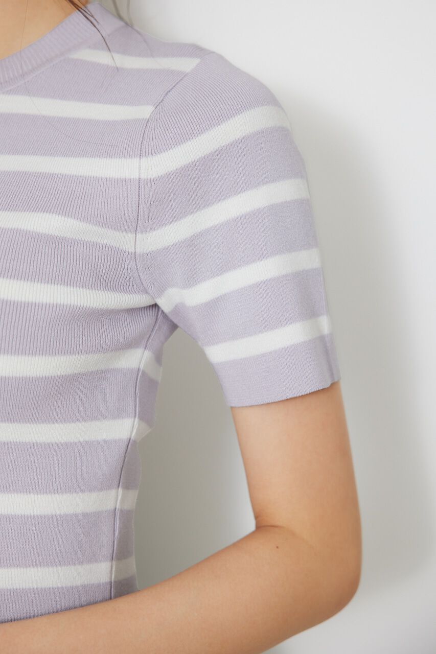 rienda「ボーダーショートKnit TOP」|ニット・セーター|