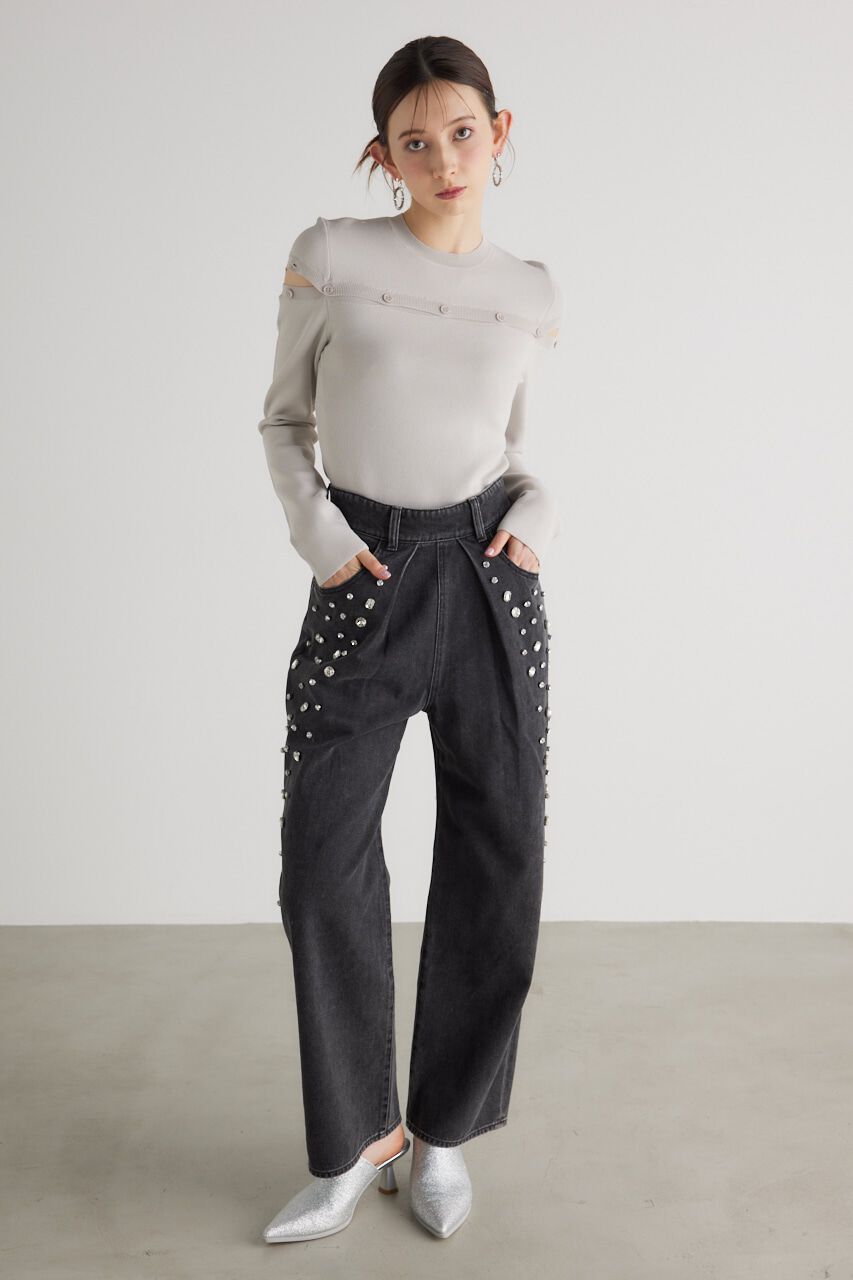 rienda「ケープボタンデザイン Knit TOP」|ニット・セーター|