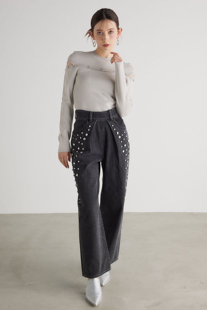 rienda「ケープボタンデザイン Knit TOP」|ニット・セーター|