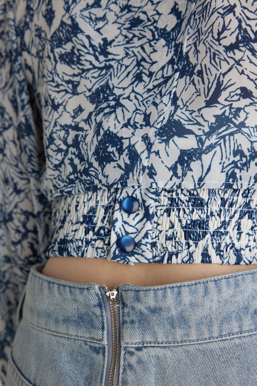 rienda「バックオープンギャザーデザイン TOP」|シャツ・ブラウス|