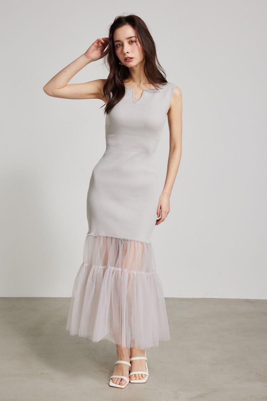 rienda「チュールマーメイドKnit OP」|ワンピース|