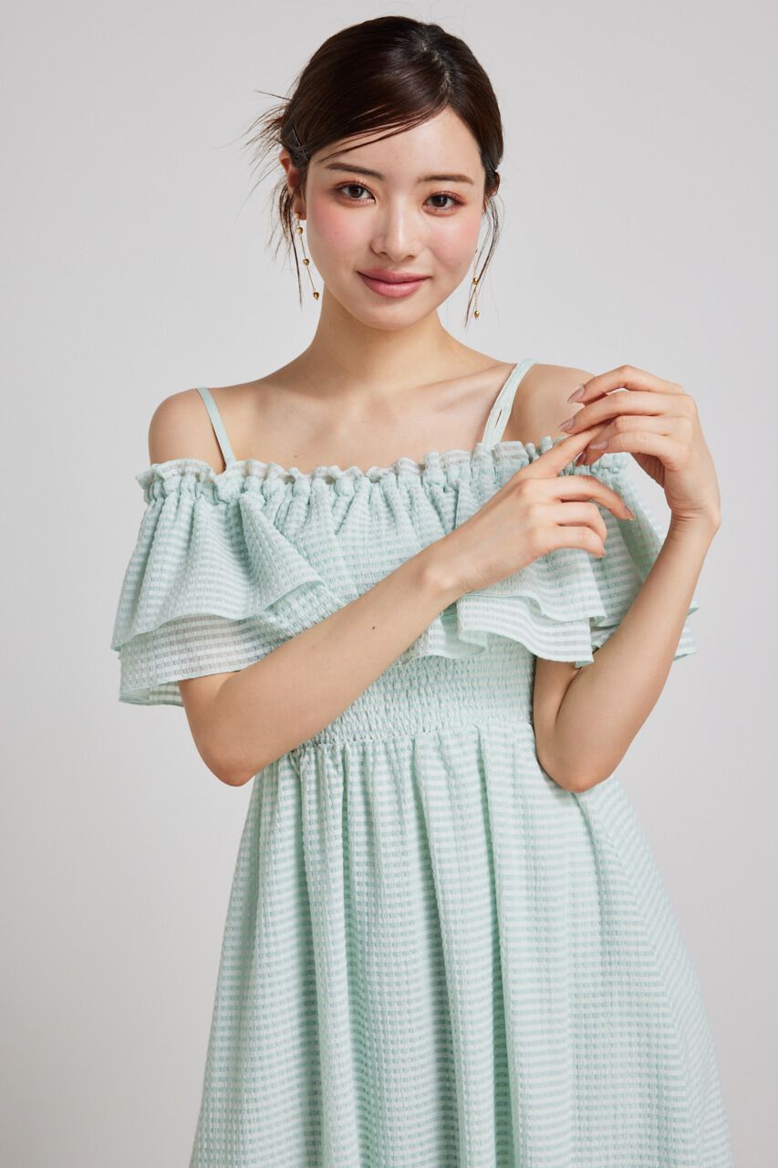 rienda「オフショルダーフリルフレアOP」|ワンピース|