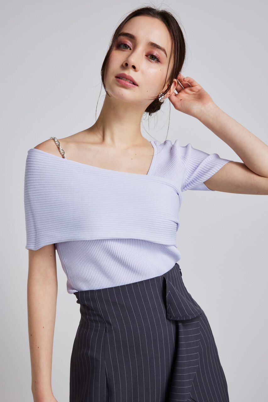 rienda「アシンメトリーショルダーKnit TOP」|ニット・セーター|
