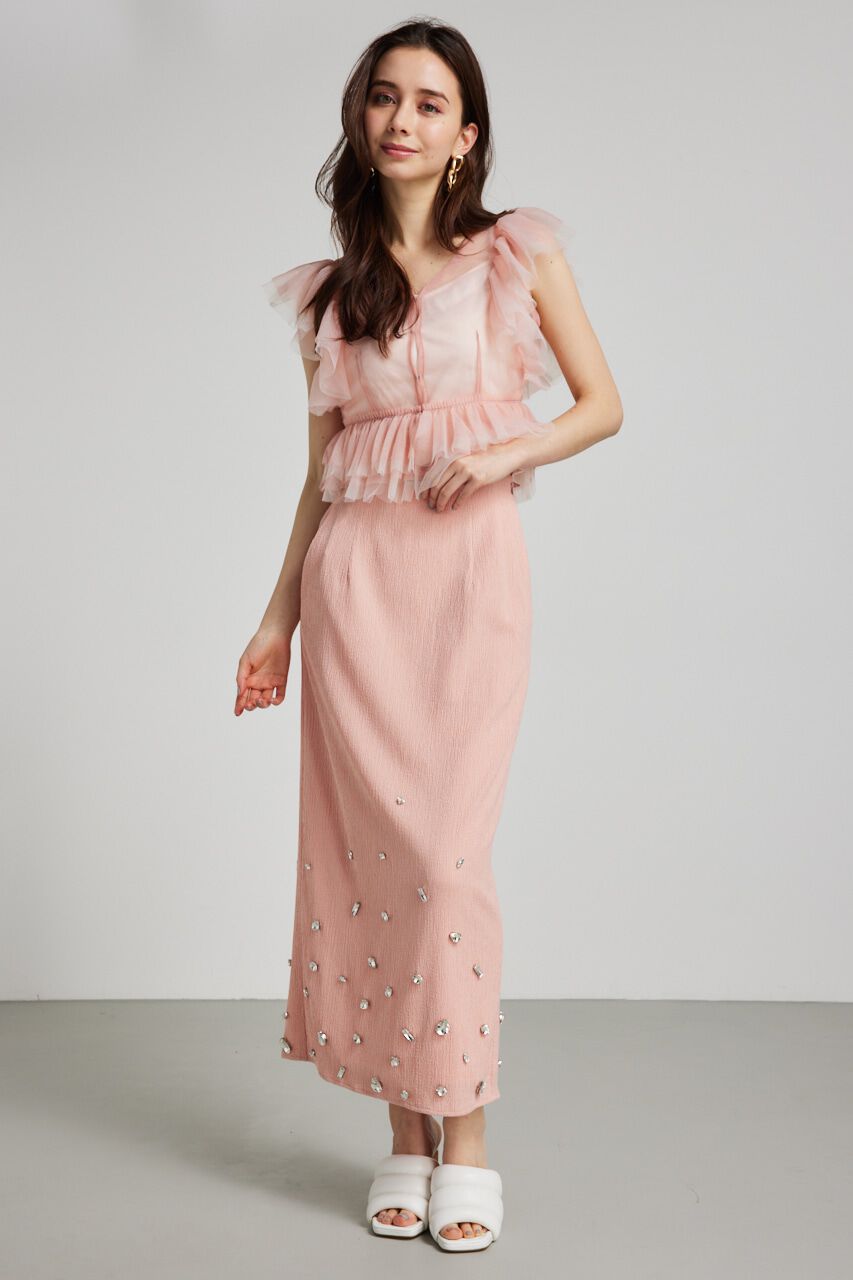 rienda「バイカラーフリルチュールBLS」|シャツ・ブラウス|