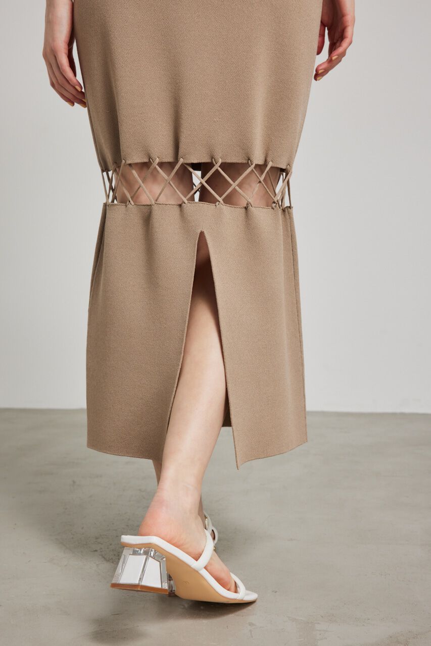 rienda「メッシュコンビバイカラーKnit OP」|ワンピース|