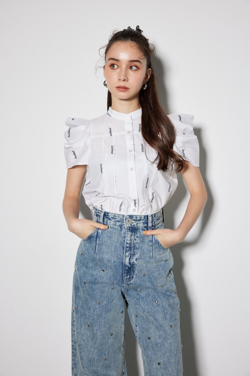 rienda「ショルダーデザイン刺繍ポイントブラウス」|シャツ・ブラウス|