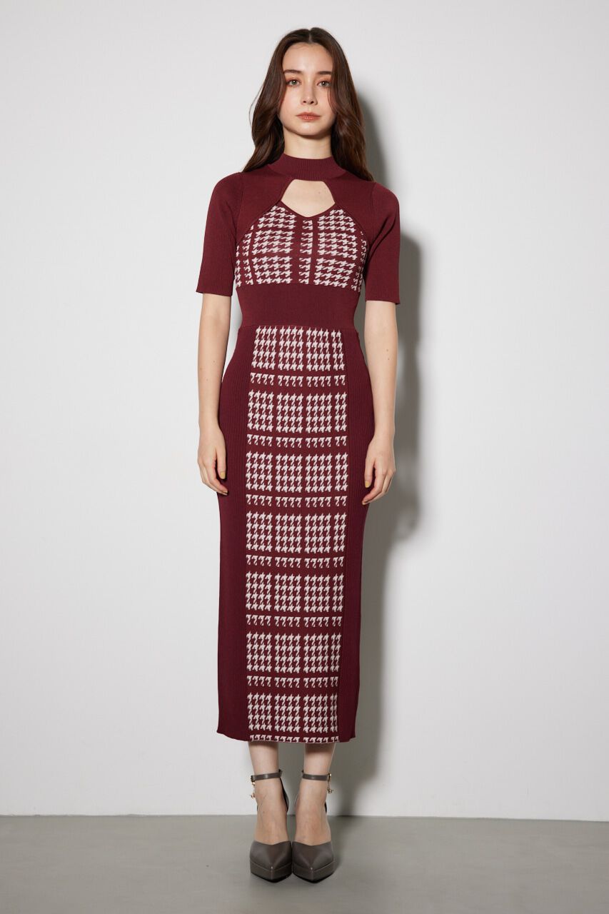 rienda「2WAY千鳥パターンタイトニットワンピース」|ワンピース|
