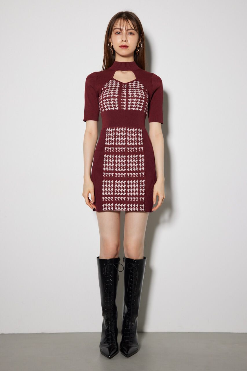 rienda「2WAY千鳥パターンタイトミニニットワンピース」|ワンピース|