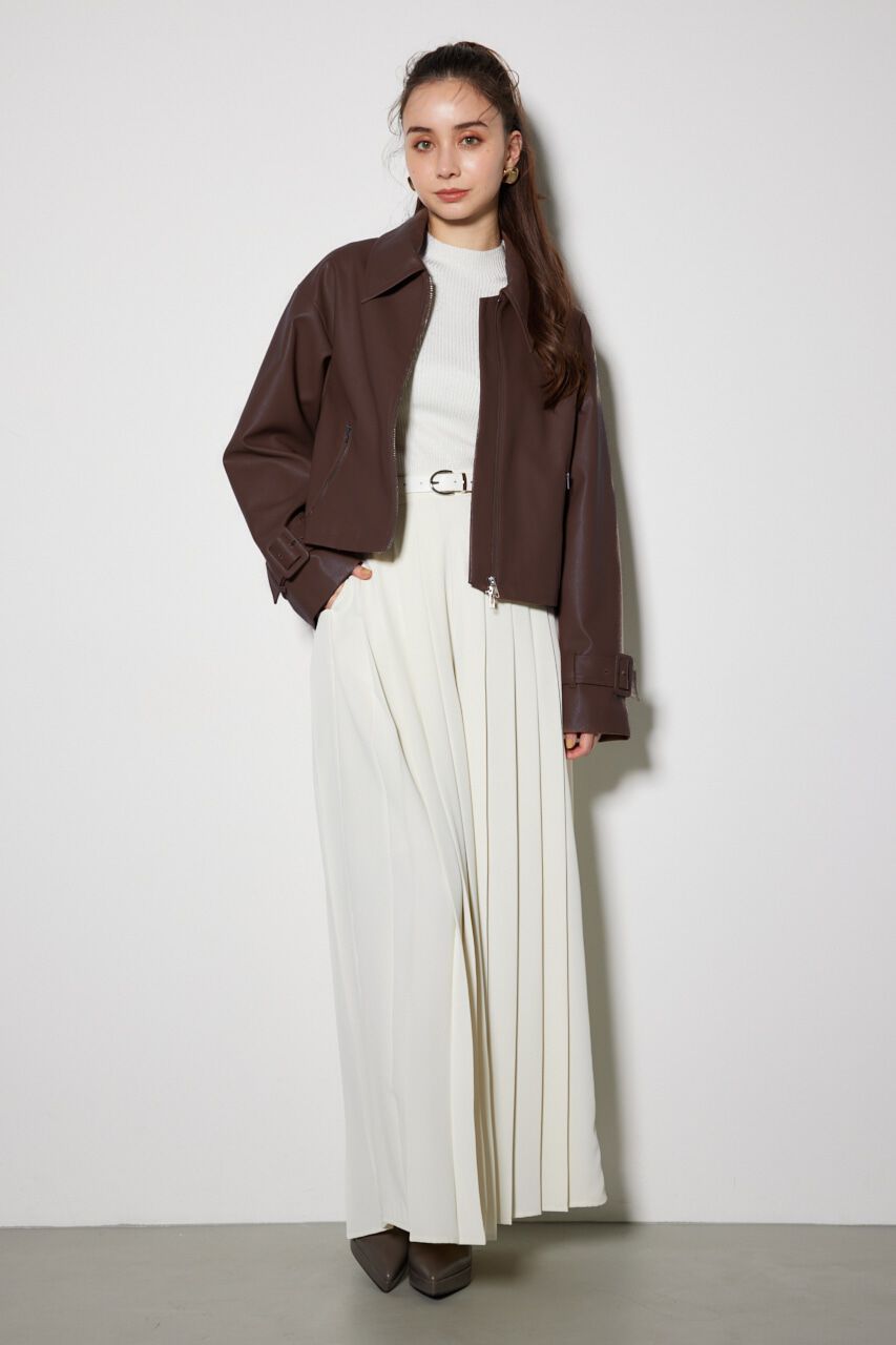 rienda「フェイクレザーショートZIPジャケット」|その他|