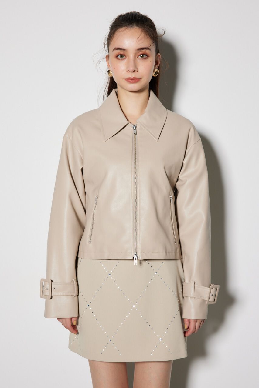 rienda「フェイクレザーショートZIPジャケット」|その他|