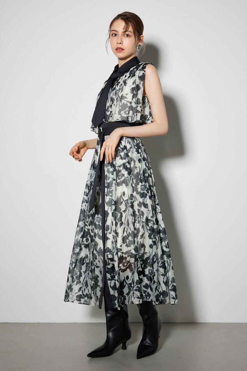 rienda「ワイドプリーツネクタイセットワンピース」|ワンピース|