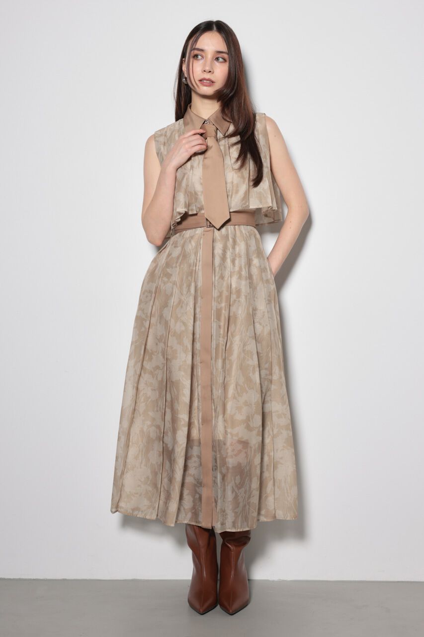 rienda「ワイドプリーツネクタイセットワンピース」|ワンピース|