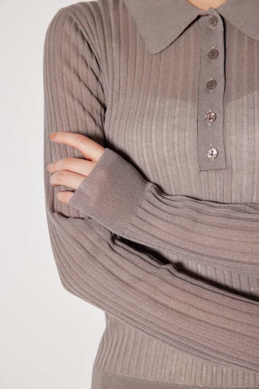 rienda「シアーポロニットトップス」|ニット・セーター|