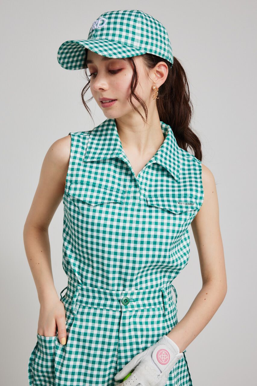 rienda「ギンガムチェックノースリTOP」|タンクトップ|