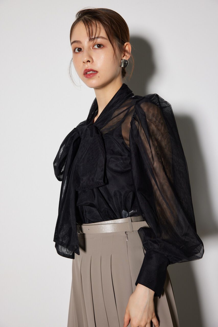 rienda「チュールボウタイネックトップス」|シャツ・ブラウス|