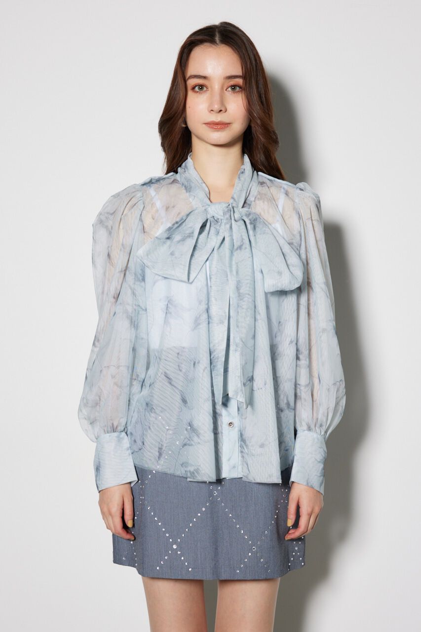 rienda「チュールボウタイネックトップス」|シャツ・ブラウス|