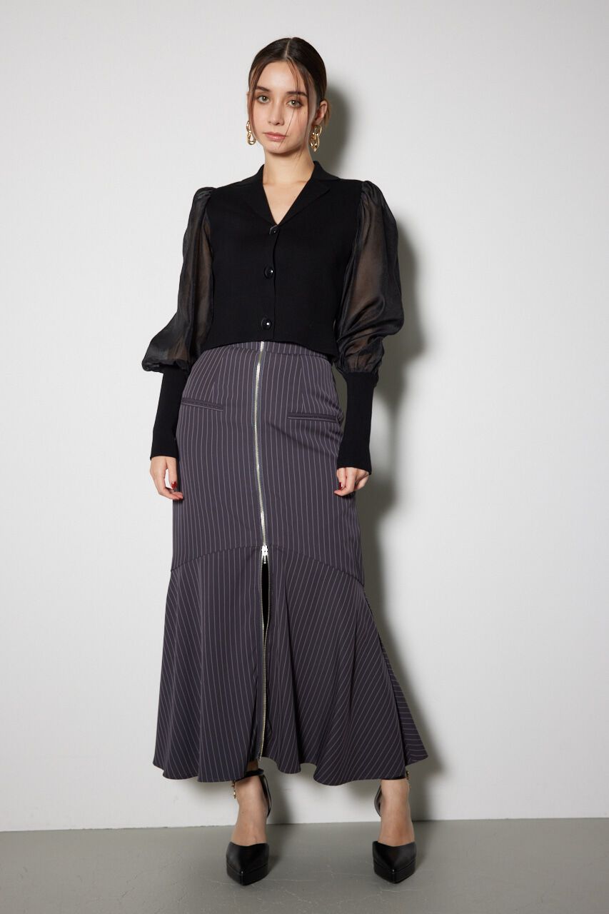 rienda「シアースリーブテーラーカラーニットトップス」|ニット・セーター|