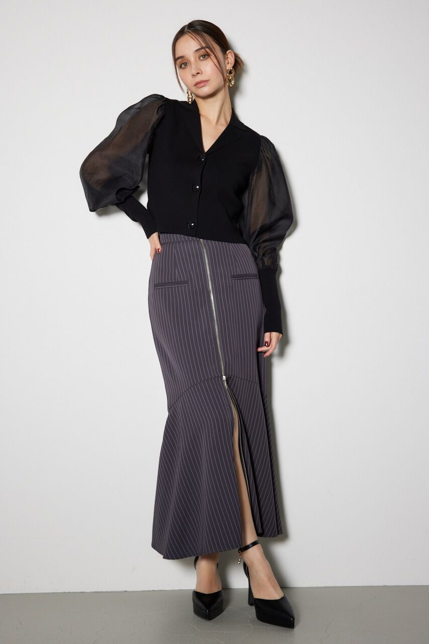 rienda「シアースリーブテーラーカラーニットトップス」|ニット・セーター|