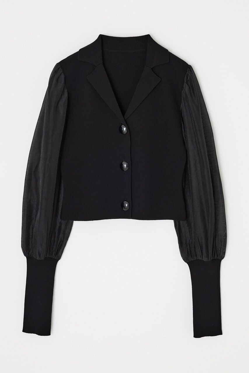 rienda「シアースリーブテーラーカラーニットトップス」|ニット・セーター|