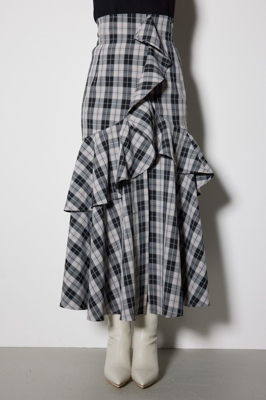 rienda「チェックフリルスリットスコートショートパンツ」|その他|