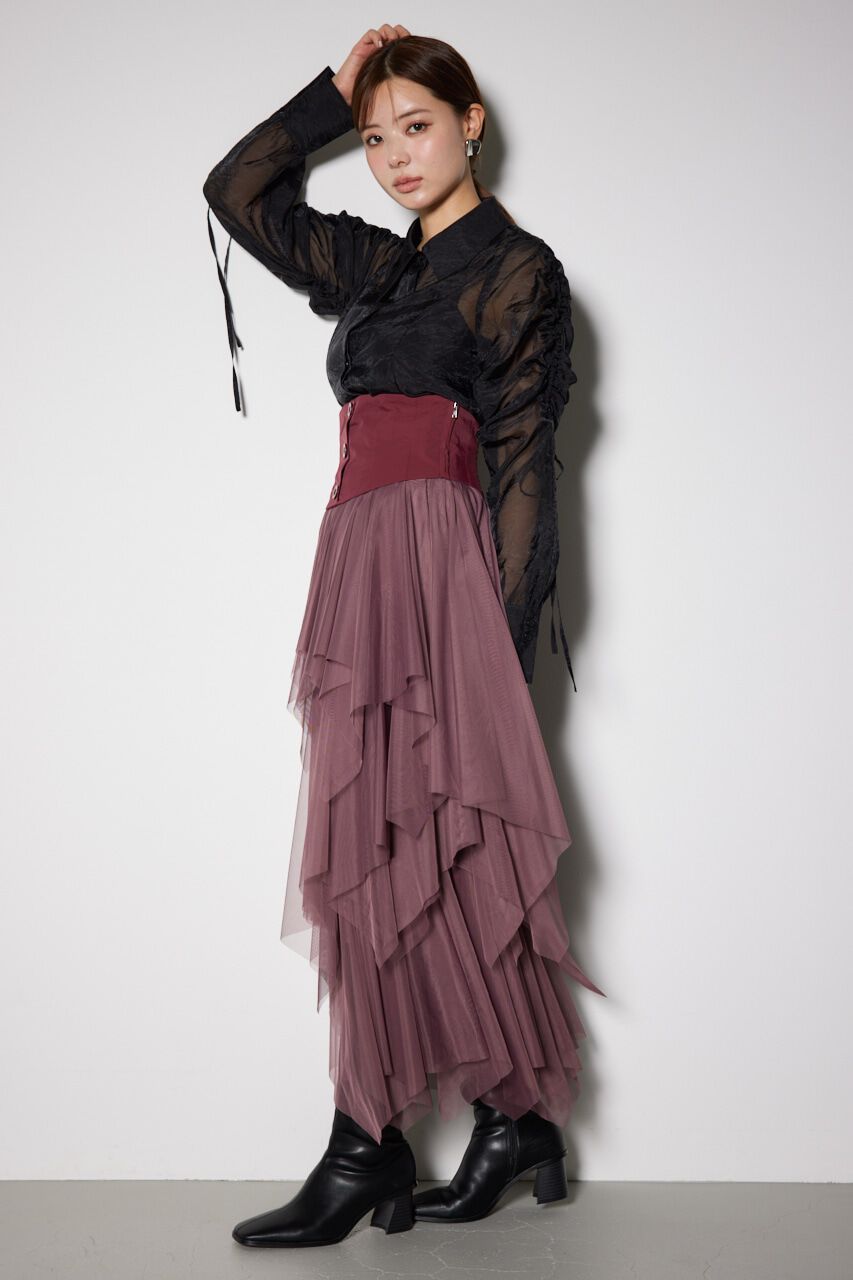 rienda「2WAYコルセットランダムチュールハイウエスト スカート」|スカート|
