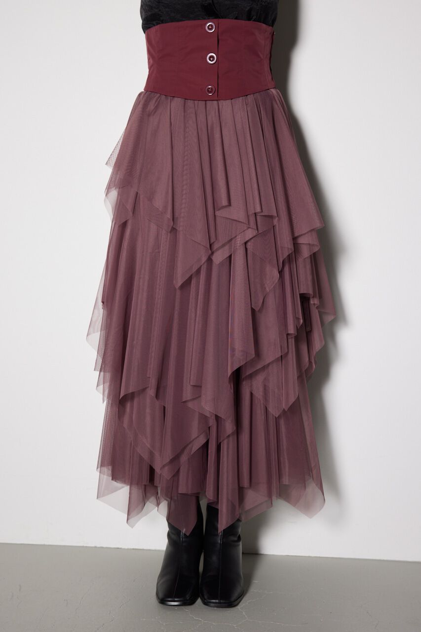 rienda「2WAYコルセットランダムチュールハイウエスト スカート」|スカート|