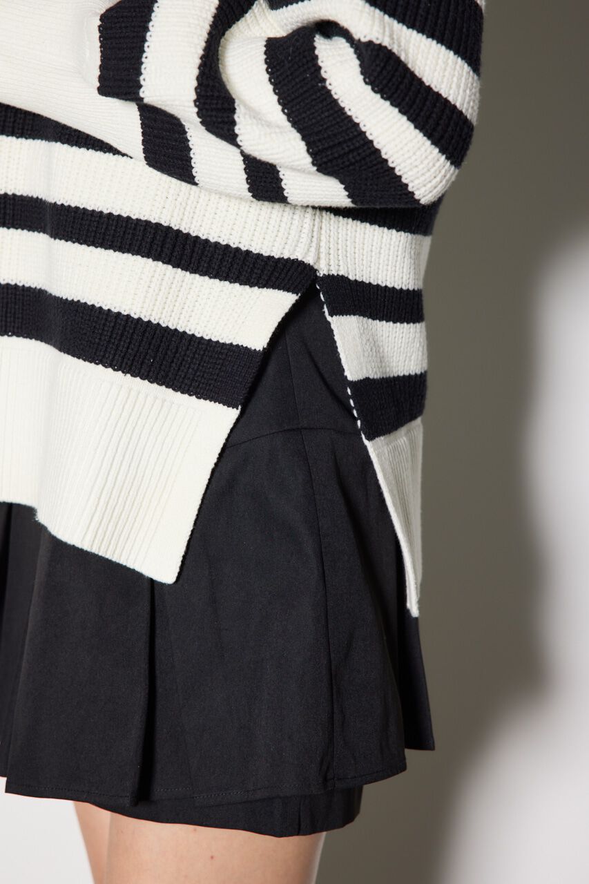 rienda「ボーダースリット ニット トップス」|ニット・セーター|