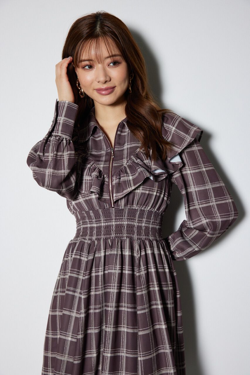 rienda「フロントZIPシャツミニワンピース」|ワンピース|