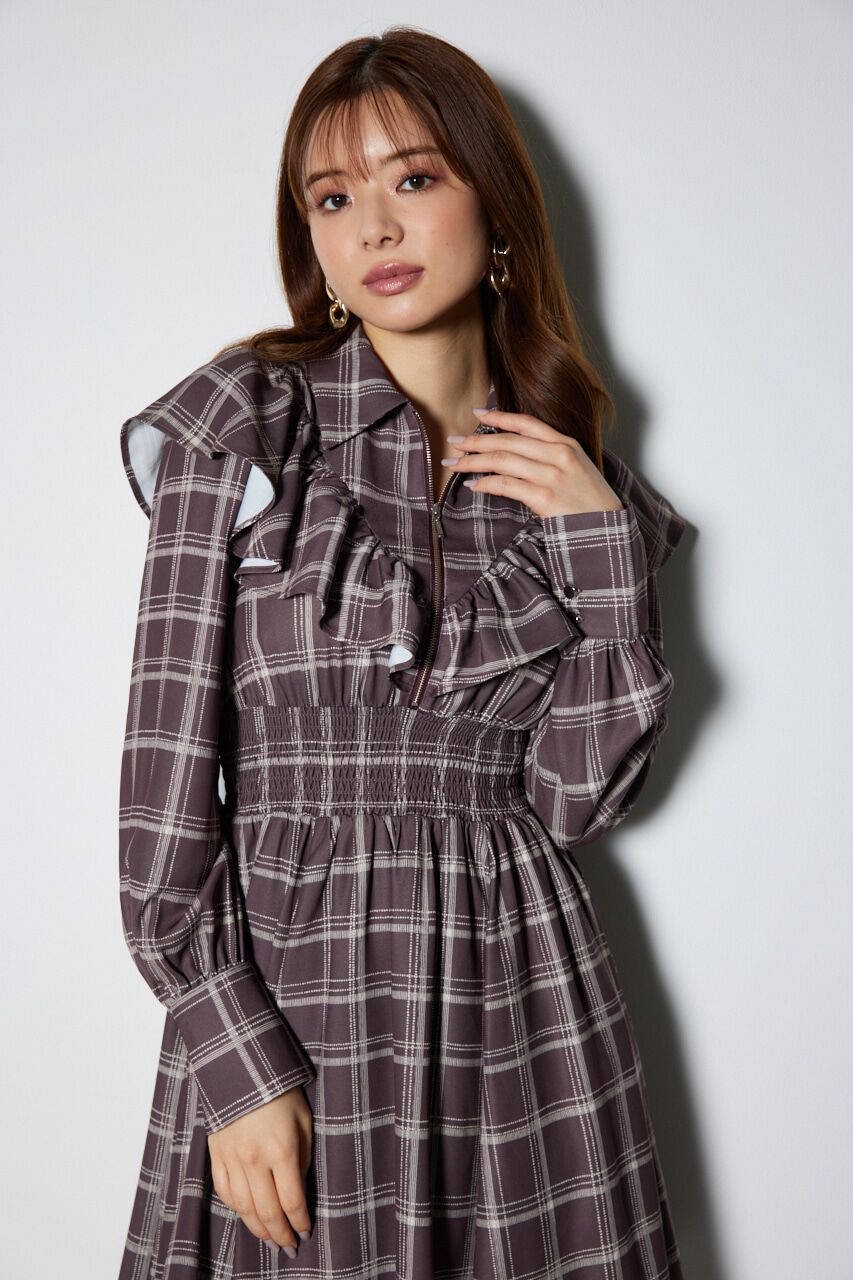 rienda「フロントZIPシャツミニワンピース」|ワンピース|