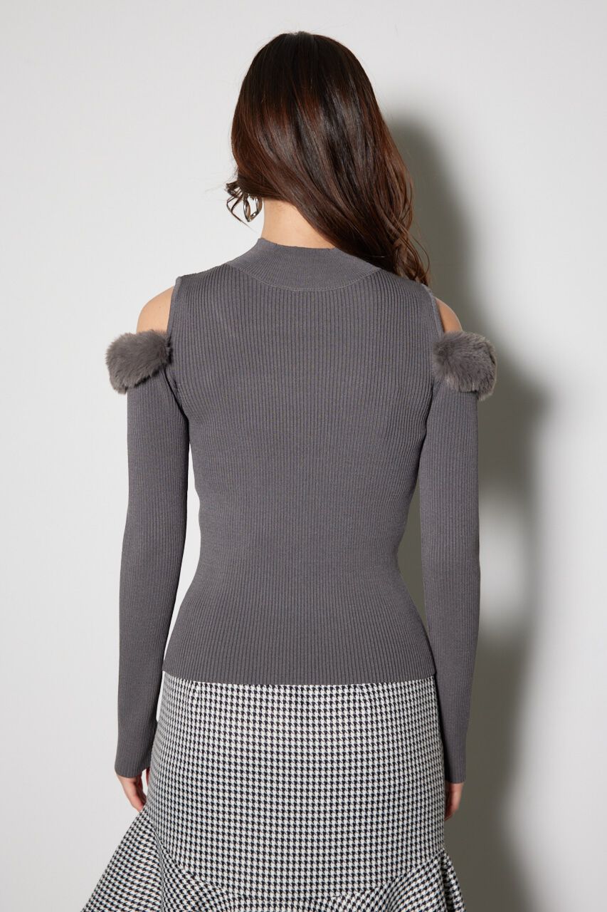 rienda「フェイクファーカッティングニットトップス」|ニット・セーター|