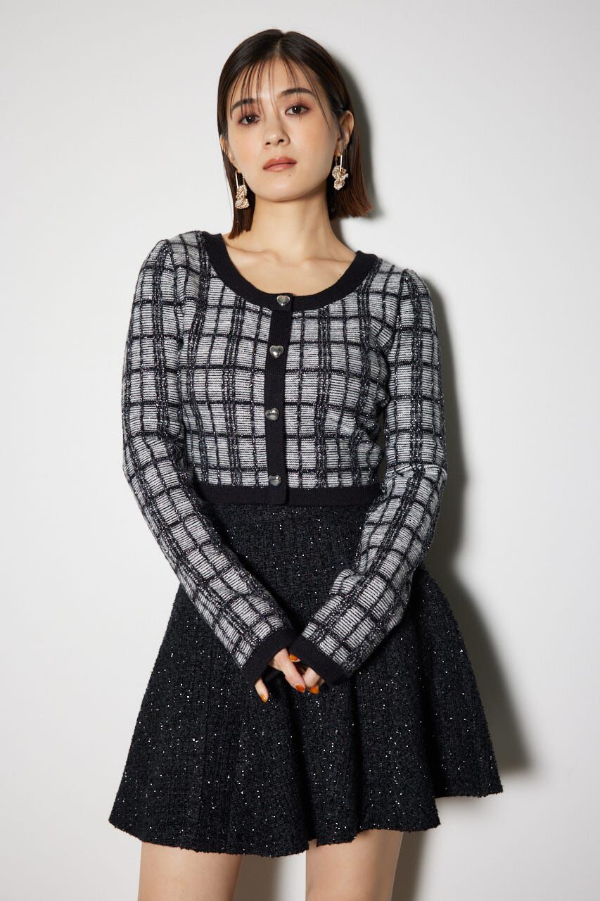 rienda「2WAYチェックニットカーディガン」|ニット・セーター|