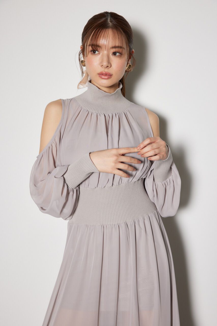 rienda「knitコンビスリットフレアワンピース」|ワンピース|